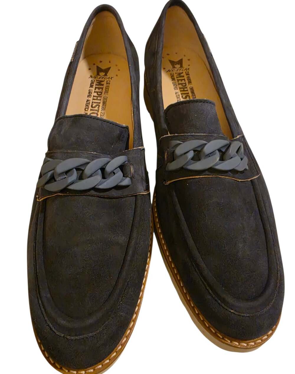 NWOB Mephisto Salka Loafers Suede Blue Womens Sz 10
